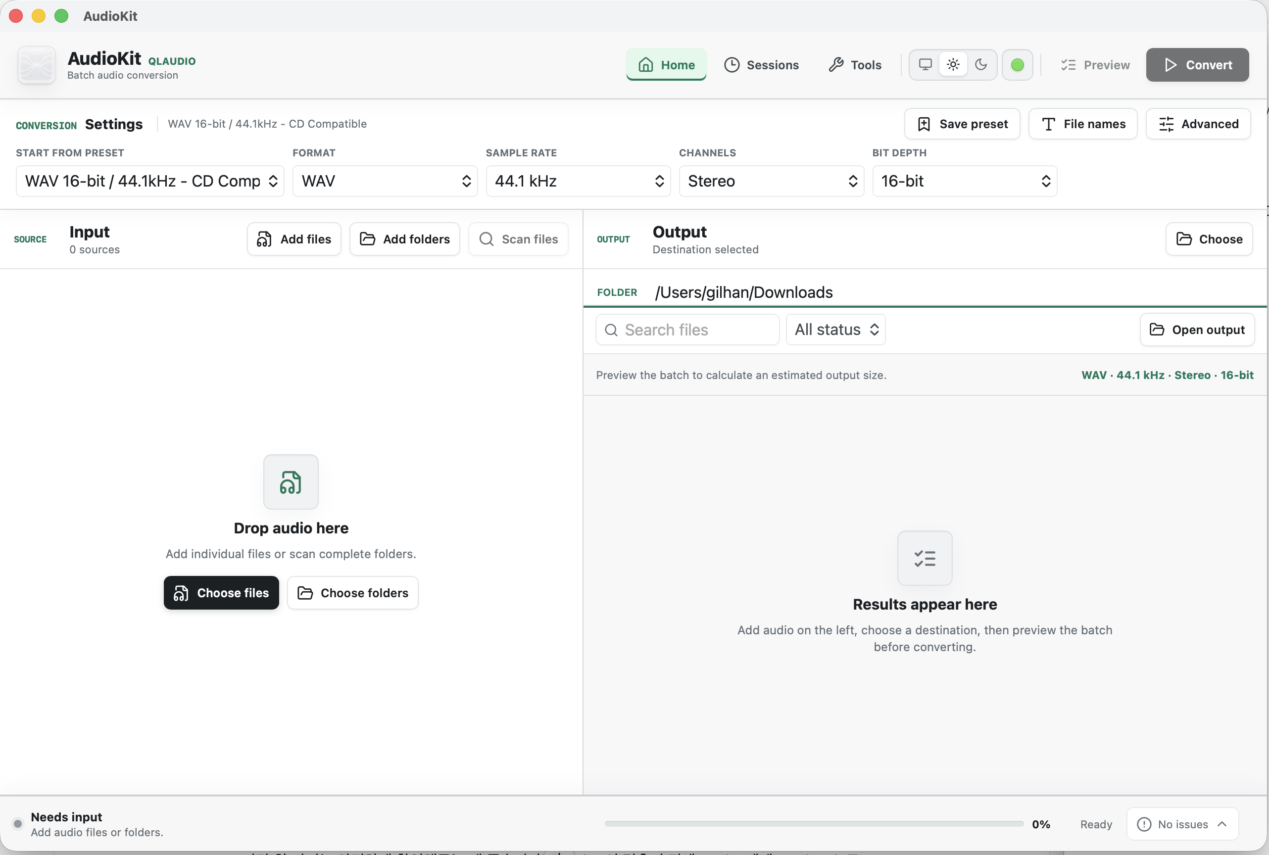 QONVORA desktop conversion workspace in light appearance